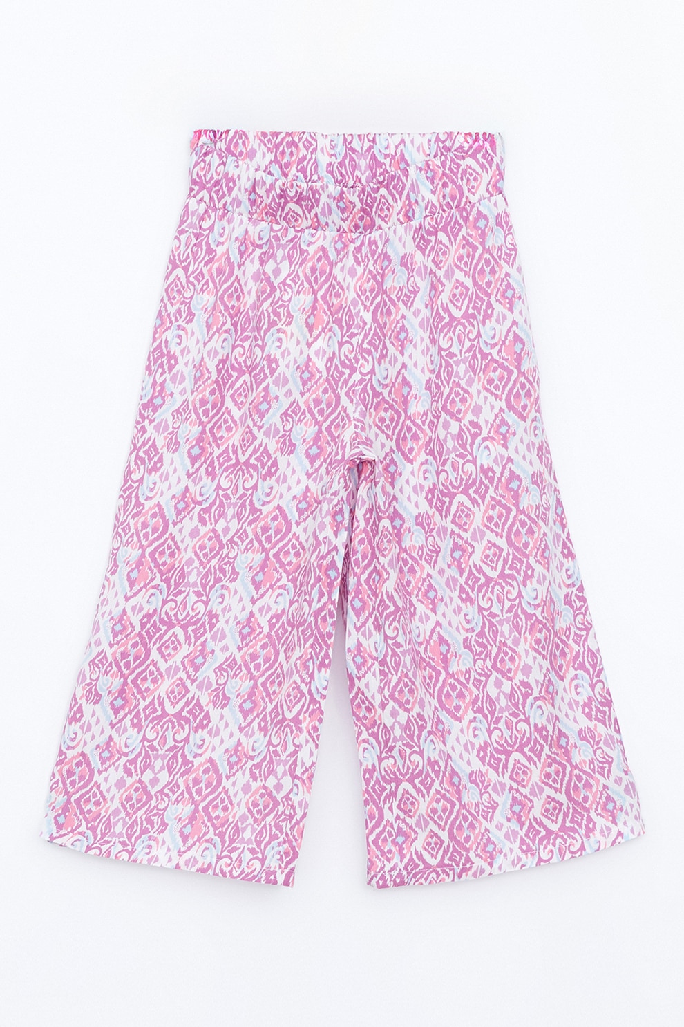 LC WAIKIKI, Pantaloni culotte cu imprimeu grafic, Alb, Roz fandango, Albastru glaciar, 146-152 CM