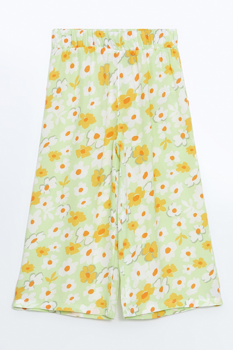 LC WAIKIKI, Pantaloni culotte cu imprimeu grafic, Portocaliu, Alb murdar, Verde fistic, 146-152 CM