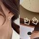 Cercei dama, Geometrici Patrati, TREXORA, placati cu Aur 14K, Auriu