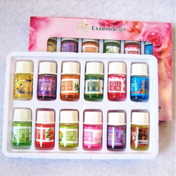 Комплект от 12 етерични масла за ароматерапия, 12 X 3 ML