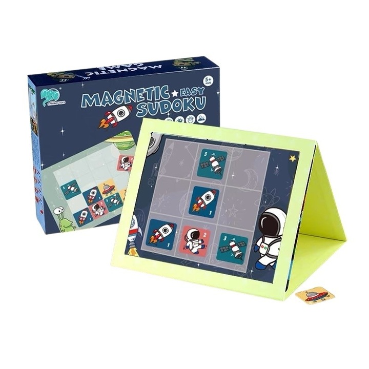 Oktató Sudoku játék mágneses táblával, 35 db, szóközkártyák, kék