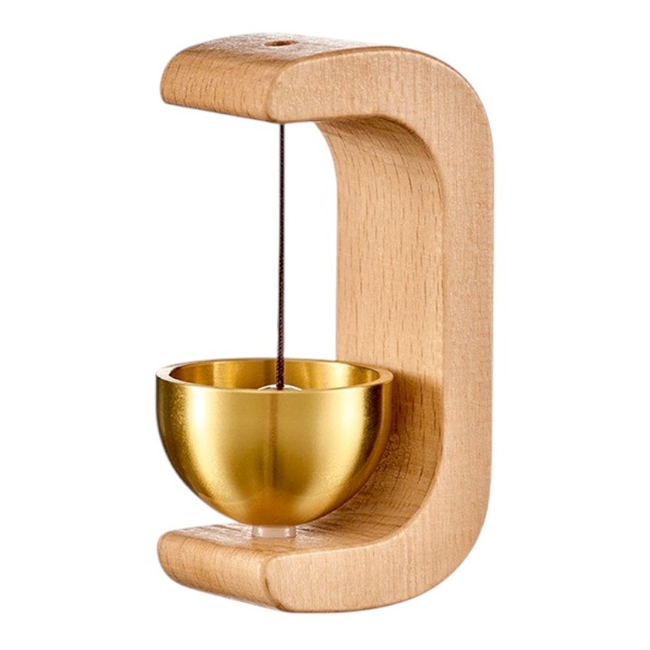 Sonerie de vant, lemn masiv, 37x25x75 mm, in forma de clopotel, fixare 2magneti sau dublu adeziv