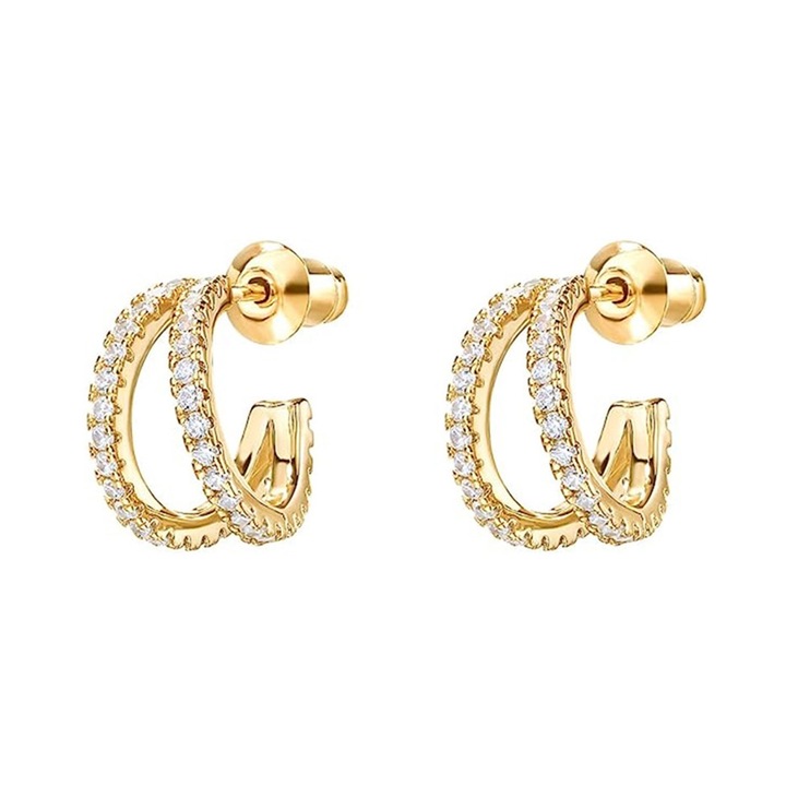 Cercei dama, TREXORA, design elegant, zircon micro-pave, auriu