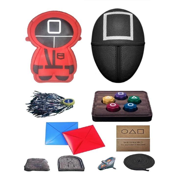 Gentuta soldat patrat cu masca si un joc VICTINY®(jocul este unul din gong-ji / jebi kicks / biseokchiji / paeng-y / ddakji )