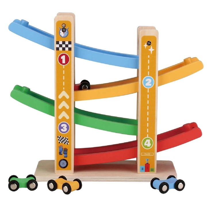 Pista din lemn cu masini, 31x10, 5x25cm