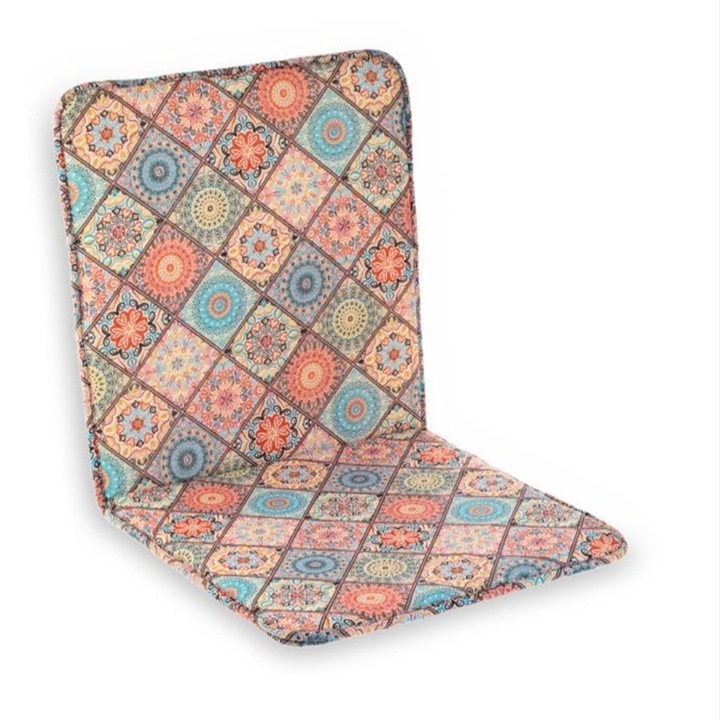 Възглавница за градински стол с облегалка, корал с шарка на плочки, 87x43x2 см