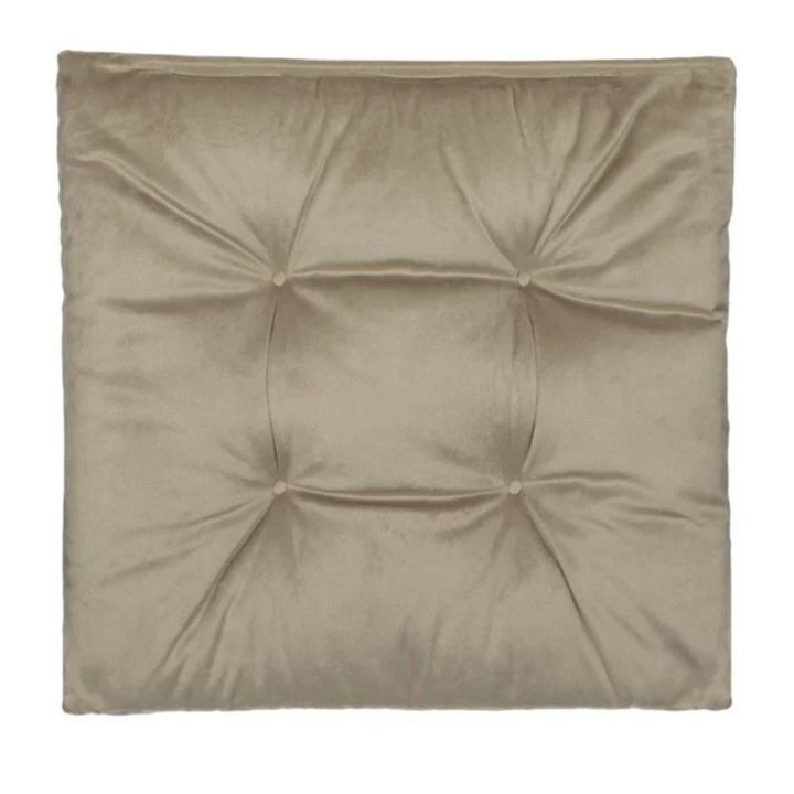 Perna pentru scaun, cu doua fete, velvet, bej, 40x40x4cm