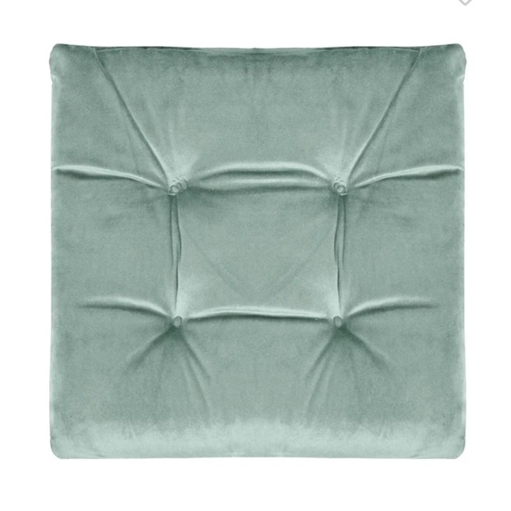 Perna pentru scaun, cu doua fete, velvet, verde menta, 40x40x4cm