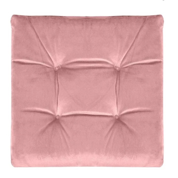 Perna pentru scaun, cu doua fete, velvet, roz, 40x40x4cm