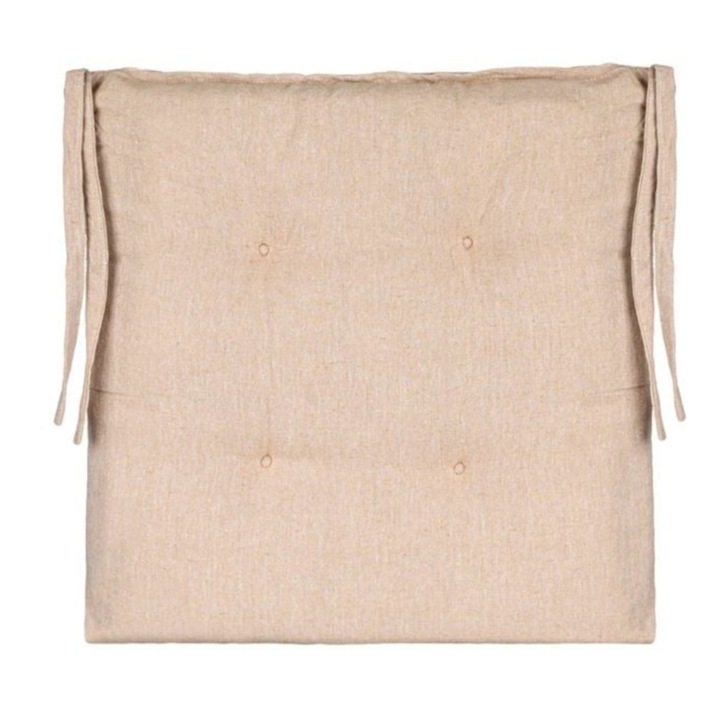 Perna pentru scaun, cu doua fete, patrata, cu siret de prindere, din bumbac, bej, 40x40x5cm