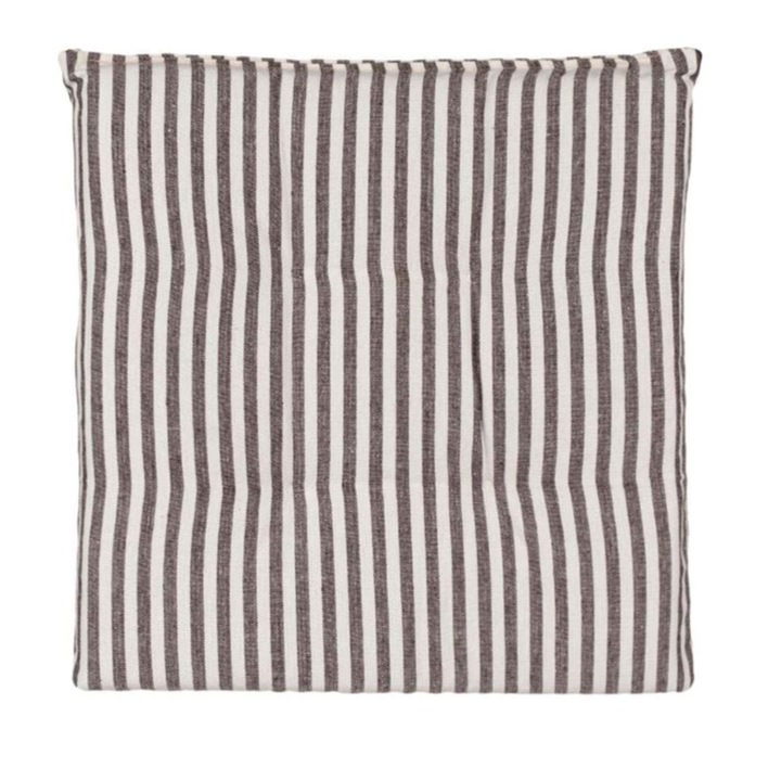 Perna pentru scaun, cu doua fete, patrata, cu siret de prindere, din bumbac, alb/maro, 40x40x5cm