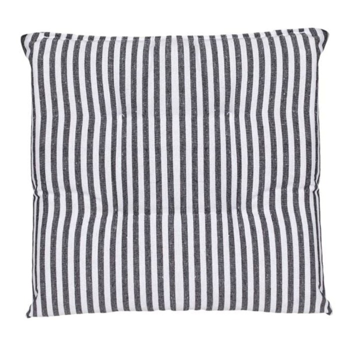 Perna pentru scaun, cu doua fete, patrata, cu siret de prindere, din bumbac, alb/gri, 40x40x5cm