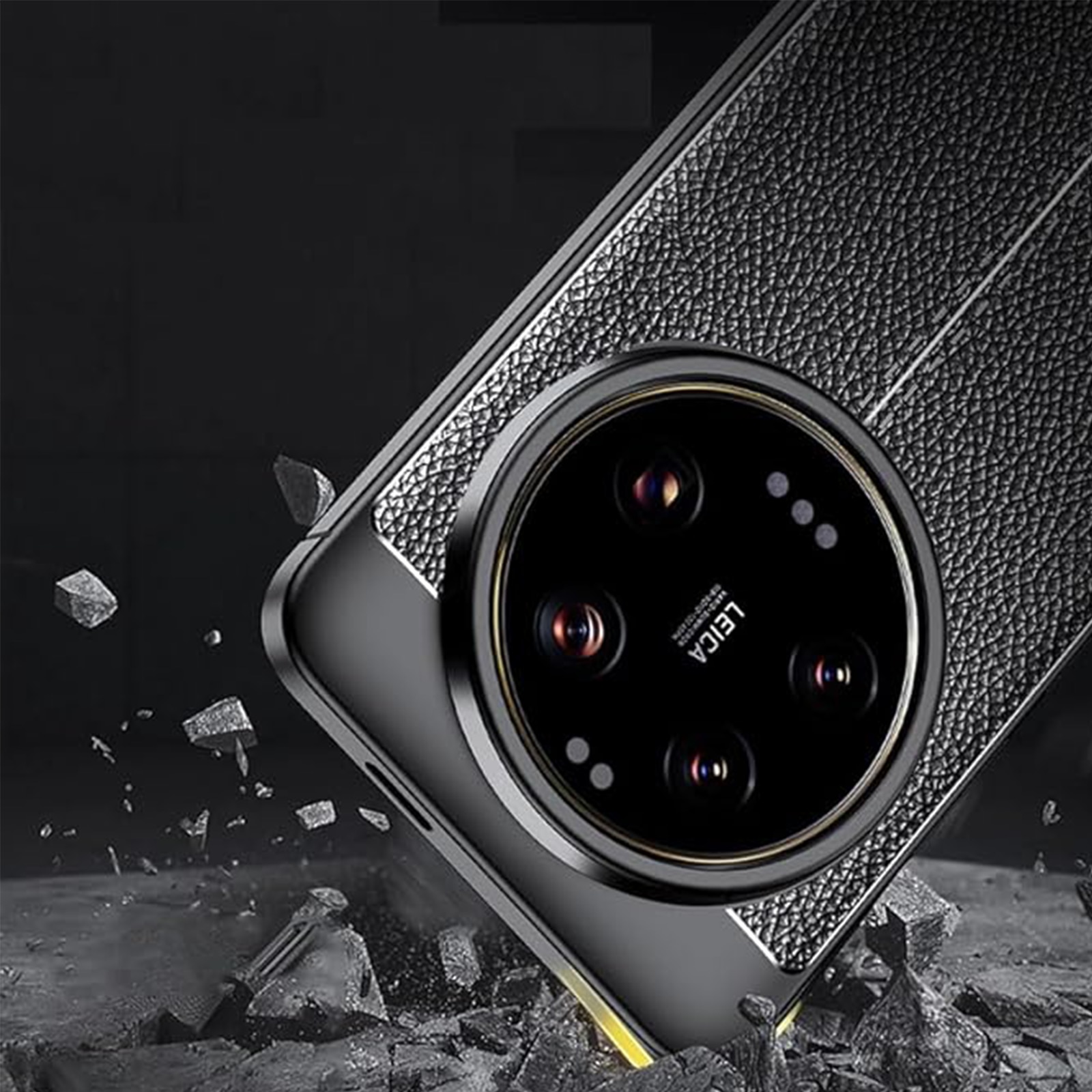 Husa telefon TREXORA pentru Huawei Magic7 Pro, textura Litchi, neagra, TPU