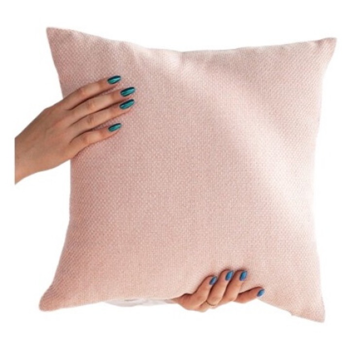 Fata de perna decorativa, Molly, 40x40 cm, textil, fermoar, roz pudra