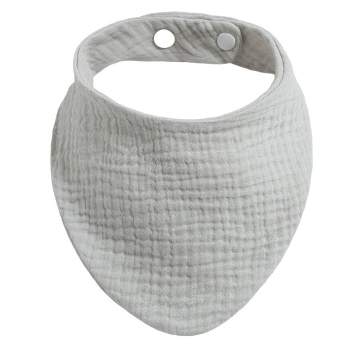 Baveta textila Mixbo, ajustabila, muselina, gri