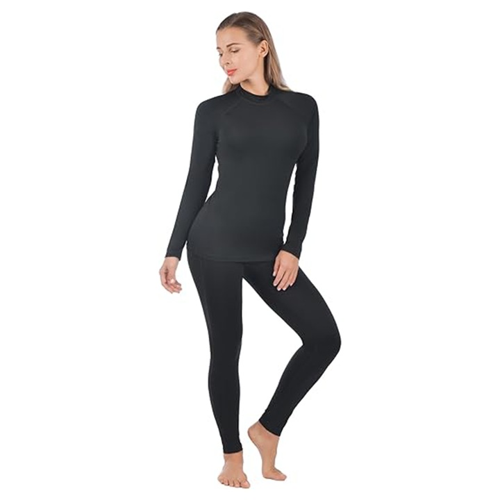 Set sportiv pentru femei, TREXORA, negru, poliester, M