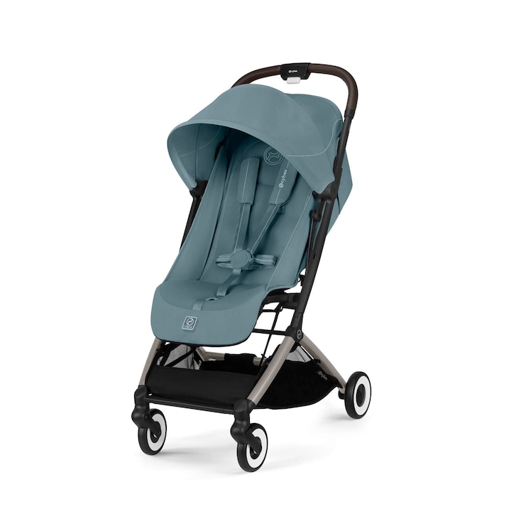 Бебешка количка Cybex Gold Orfeo Stormy Blue, Кафява рамка, Син