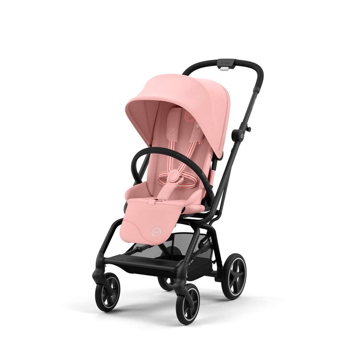 Carucior sport compact pentru bebelusi Cybex Gold EEZY S Twist+ 2 BLK/Candy Pink, cadru negru, roz