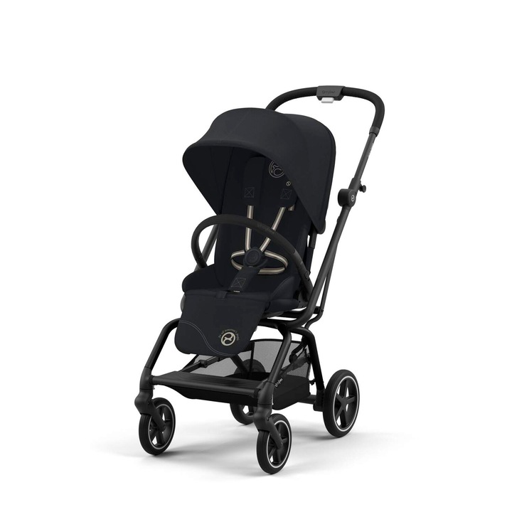 Спортна детска количка Cybex Gold EEZY S Twist+ 2 BLK/Magic Black, Компактна, Черна рамка, Черен
