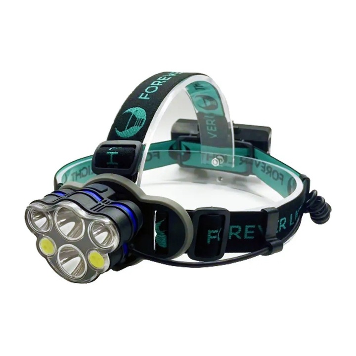 LED-es fényszóró, OPTIM MEGOLDÁS, Professzionális ExtraLight, Ultra T6 LED 2 x 10W + XP-E 2 x 3W 500lm, Erős fény, Vízálló, IP64 2 x 18650 1200mAh Li-Ion, Optimalizált fénysugár, Piros fény, Egységes megvilágítás, Fekete/B