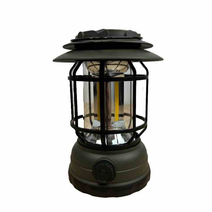 Felinar de camping, luminozitate reglabila, maner metalic, alimentare cu baterie