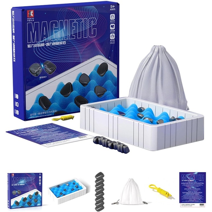 Set de sah magnetic, joc pentru 2 jucatori, piese magnetice, design portabil, 30x30cm