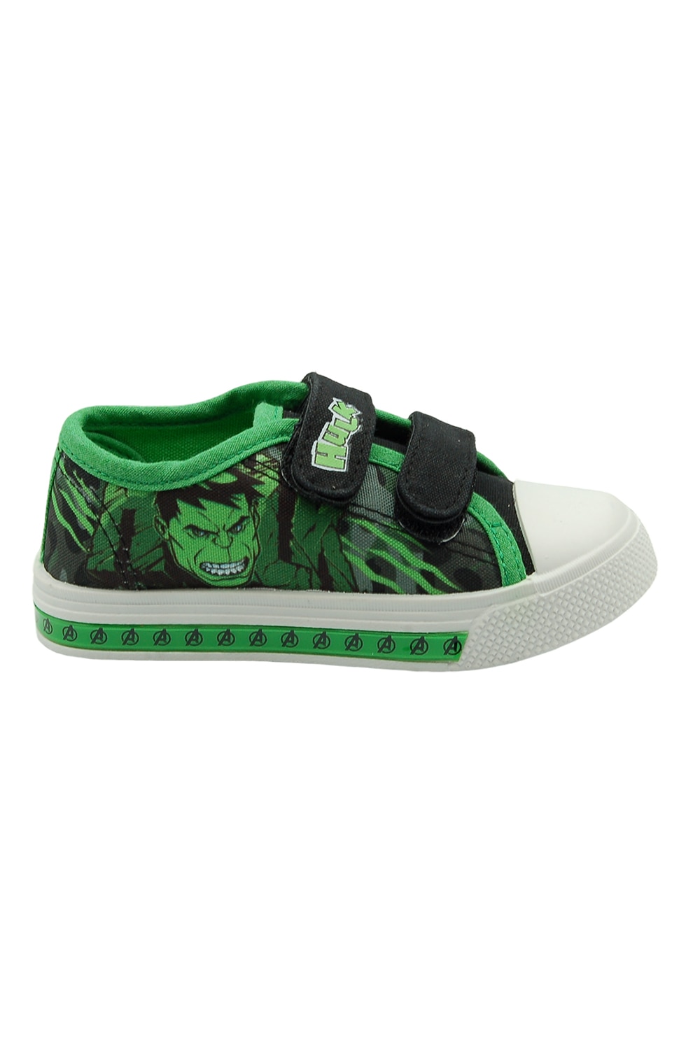 Marvel, Tenisi cu velcro, LED si Hulk, Verde, Negru, 25 EU
