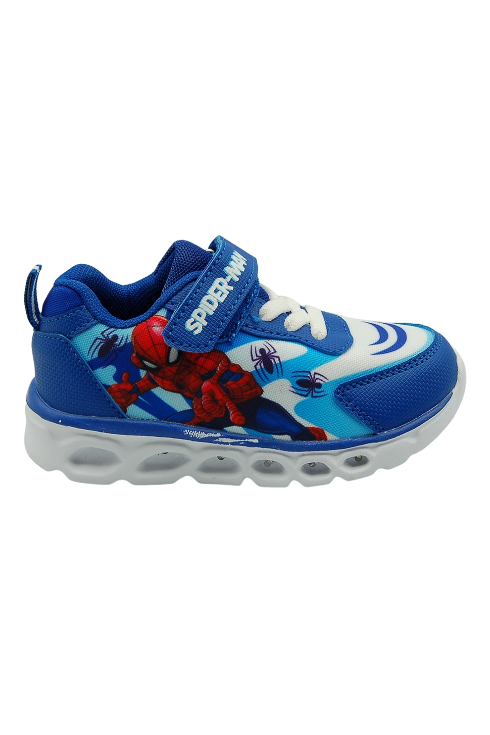 Marvel, Pantofi sport cu velcro si LED, Rosu, Alb, Albastru, 30 EU