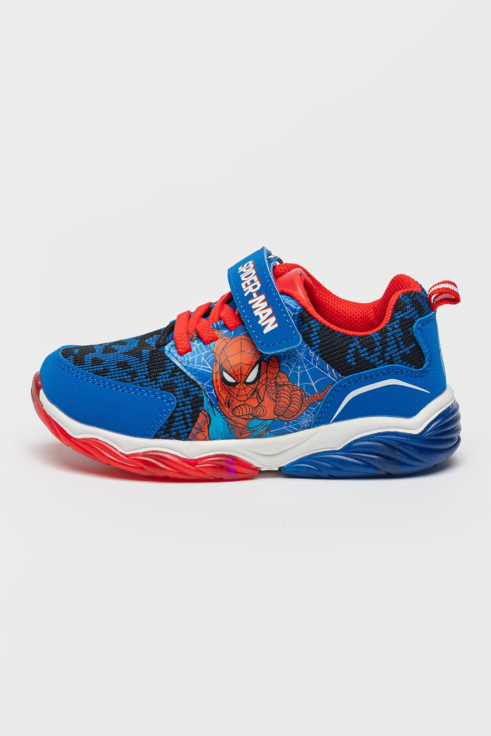 Marvel, Pantofi sport cu LED Spiderman, Rosu, Alb, Albastru royal, 30 EU