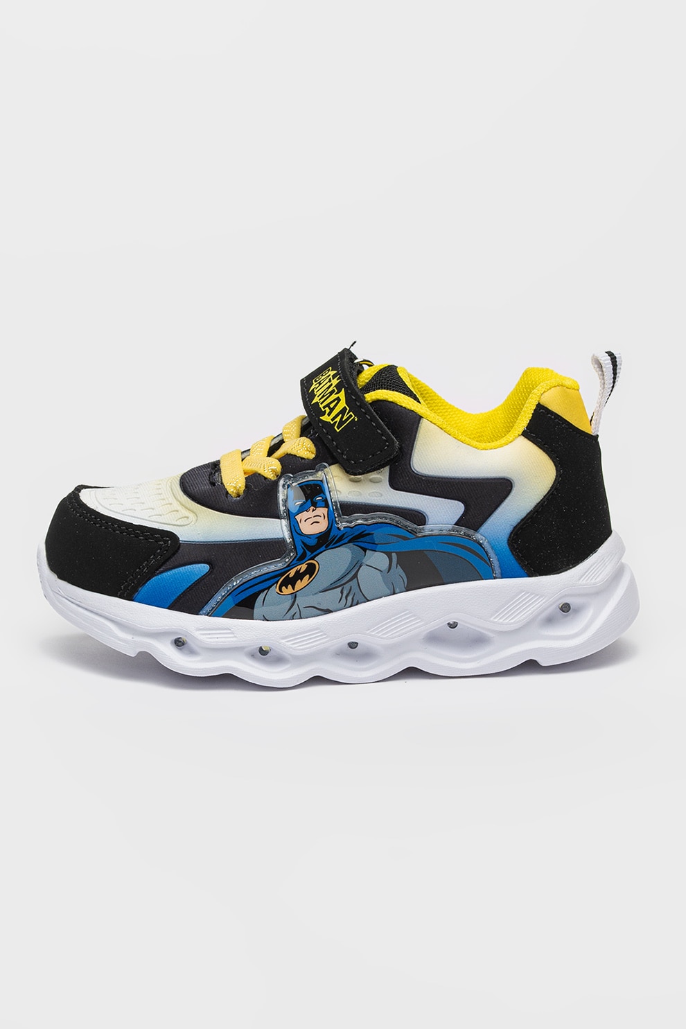 Warner Bros, Pantofi sport textili cu lumini Batman, Negru, Galben, Albastru, 29 EU