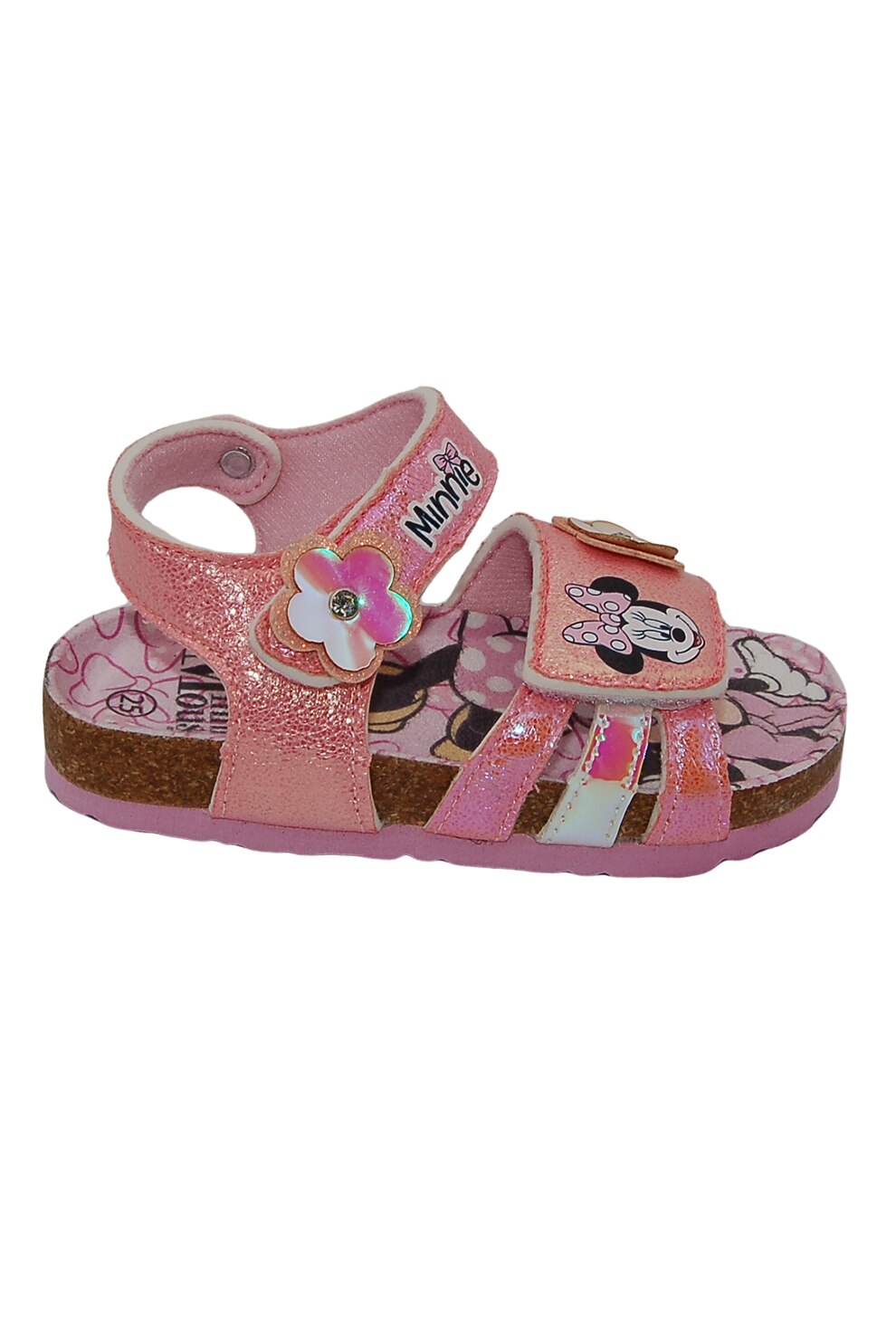 Walt Disney, Sandale cu velcro Minnie Mouse, Negru, Roz, Crem, 27 EU