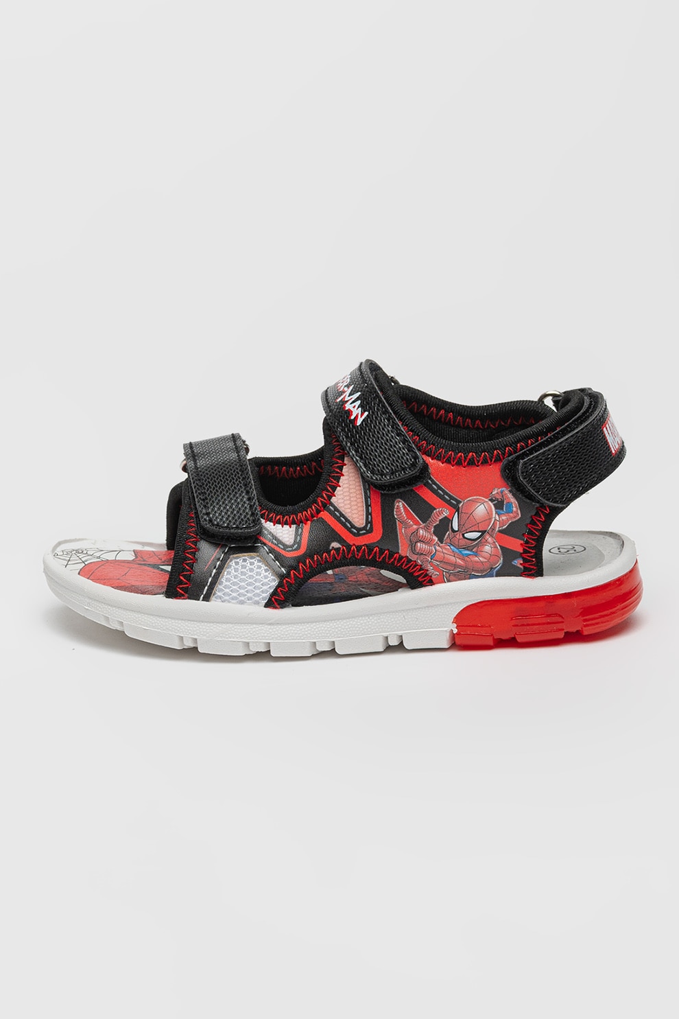 Marvel, Sandale cu velcro si lumini Spider-man, Rosu, Alb, Negru, 30 EU