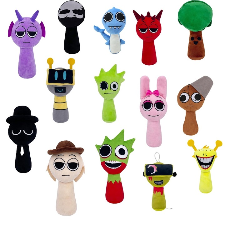 Set 10 jucarii de plus Sprunki misterybox, Virtual Trend®