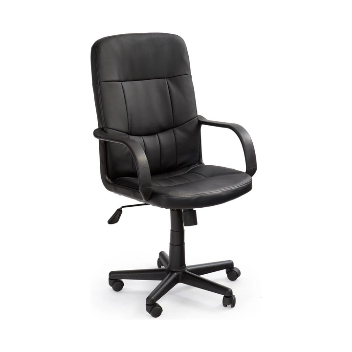 Scaun birou DENZEL, negru, piele ecologica, 58x60x100/110 cm