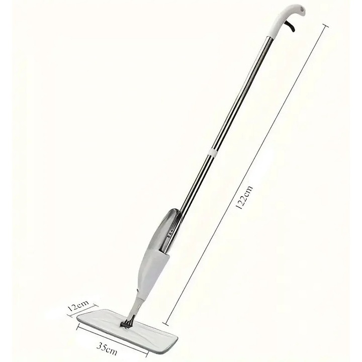 Mop cu pulverizator, plastic, lungime 128 cm, laveta cu prindere velcro