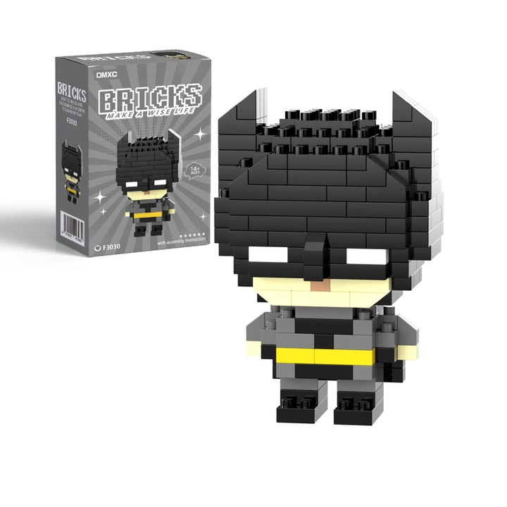 Batman Innovium építőkészlet, prémium készlet 150+ darabbal, valósághű szuperhősmodell, kiváló minőségű ABS anyag, 4 × 4 × 7 cm méret, 50 gramm, oktatójáték gyerekeknek és felnőtteknek