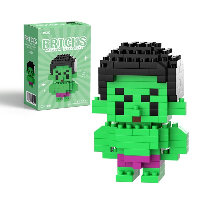 Hulk Innovium építőkészlet, prémium készlet 150+ darabbal, valósághű szuperhősmodell, kiváló minőségű ABS anyag, 4 × 4 × 6 CM, 50 grammos oktatójáték gyerekeknek és felnőtteknek