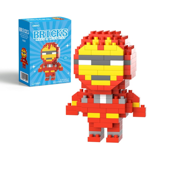 Iron Man Innovium építőkészlet, prémium készlet 150+ darabbal, valósághű szuperhős modell, kiváló minőségű ABS anyag, 5 × 4 × 7 cm, 50 gramm, oktatójáték gyerekeknek és felnőtteknek