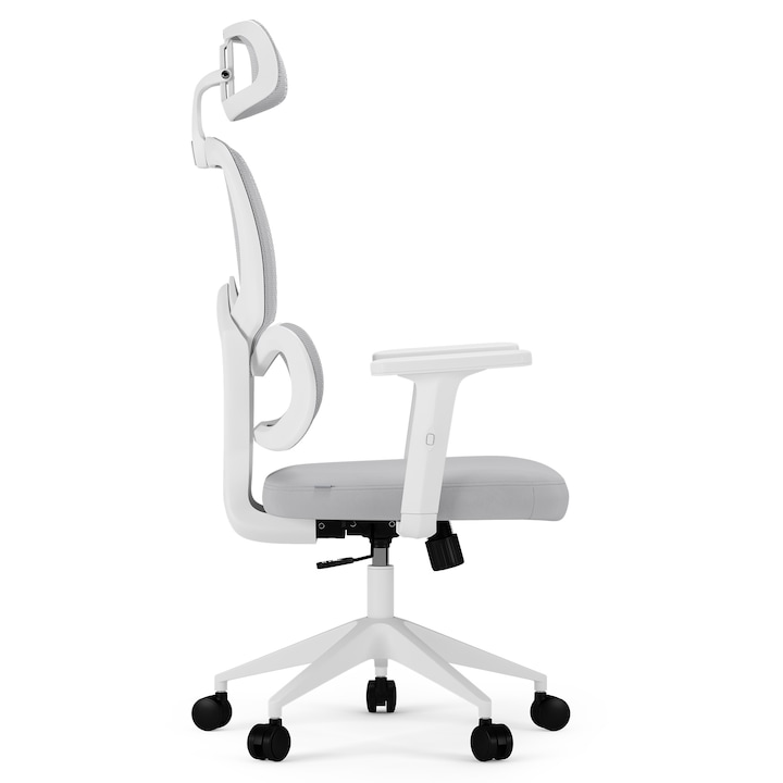 Офис стол SENSE7 VENO, лумбална опора, облегалка за глава, мрежа, сив