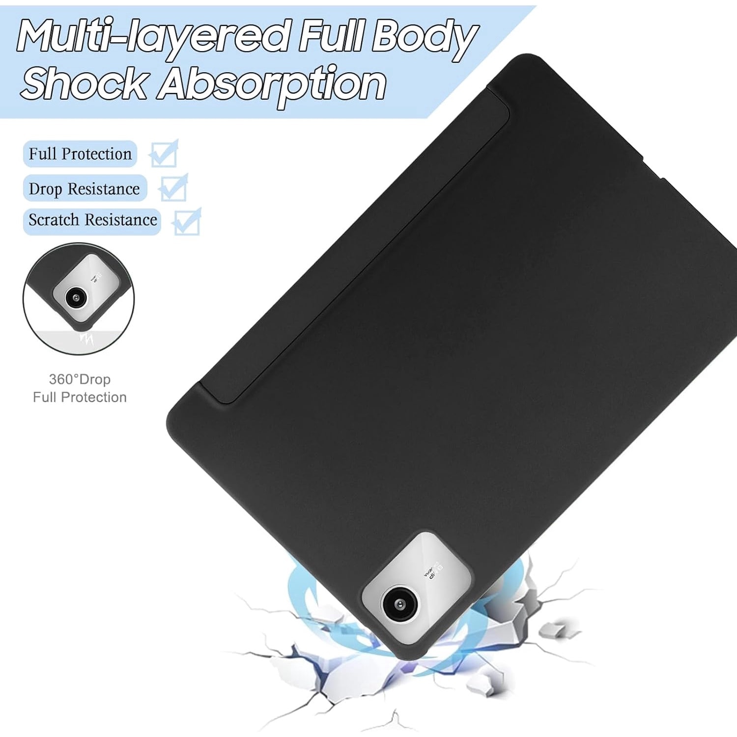 Husa Ultra Slim pentru LENOVO Tab K11 Plus, 11.45" - Silicon TPU, Smart Cover - Negru