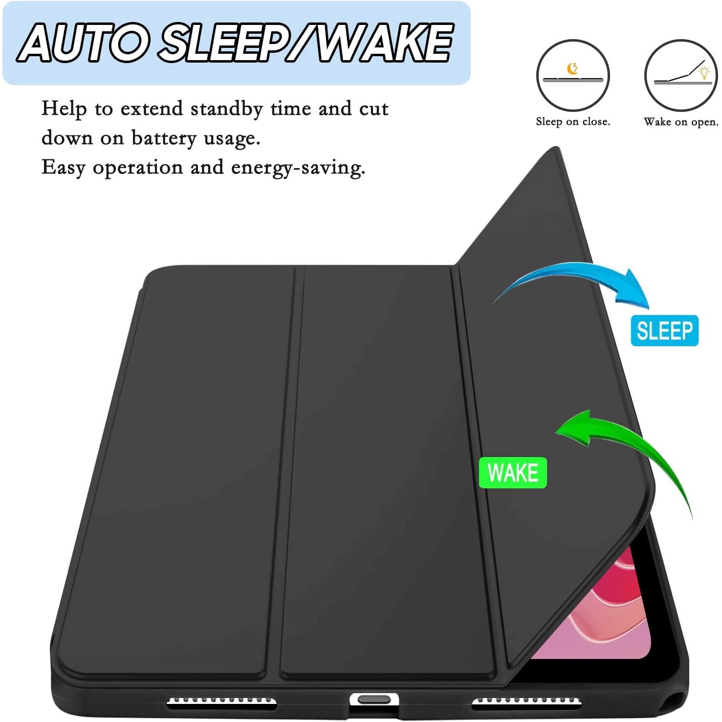Husa Ultra Slim pentru LENOVO Tab K11 Plus, 11.45" - Silicon TPU, Smart Cover - Negru