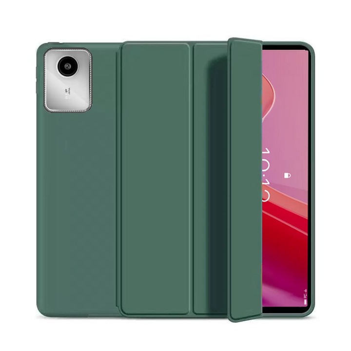 Ултра тънък калъф за LENOVO Tab K11 Plus, 11.45" - силикон TPU, Smart Cover - тъмнозелен
