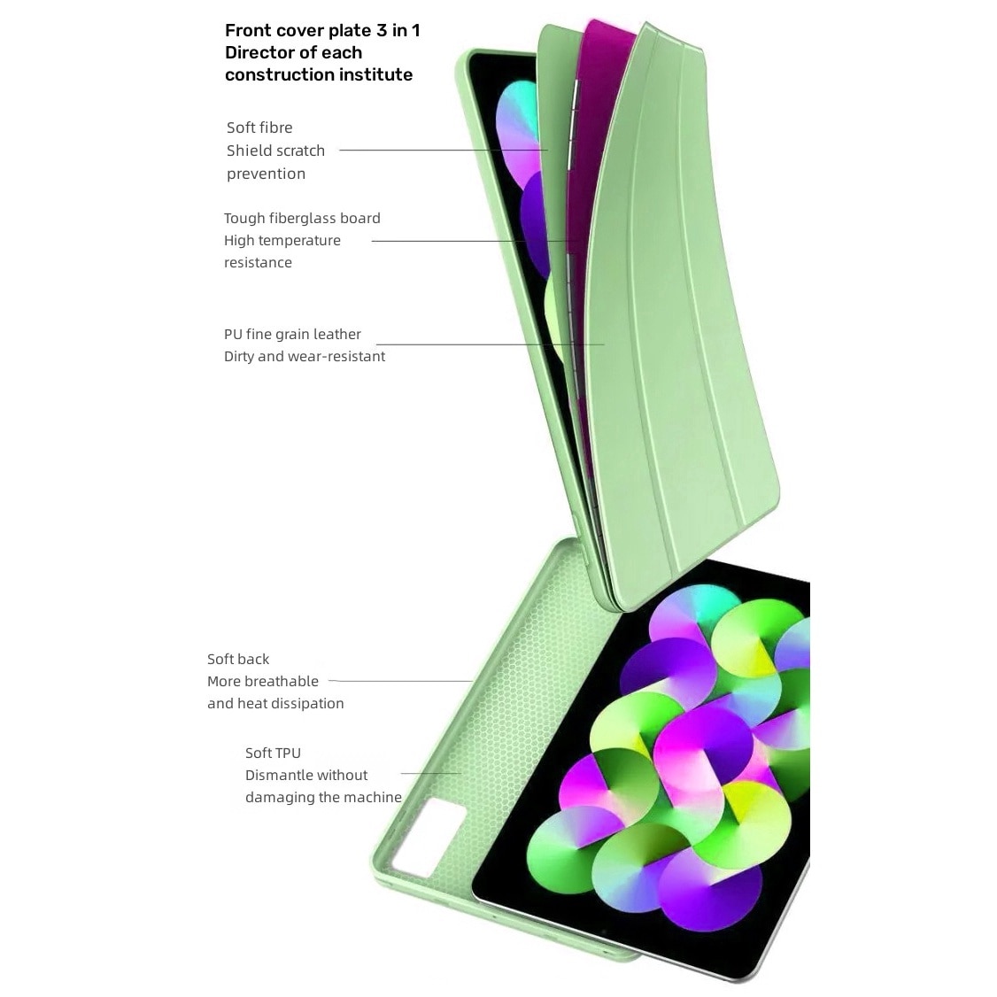 Husa Ultra Slim pentru Honor Magic Pad 2, 12.3" - Silicon TPU, Smart Cover - Verde Menta