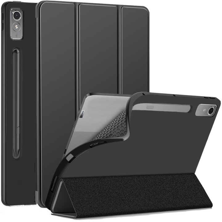 Ултра тънък калъф за Lenovo Idea Tab Pro / Tab P12, 12.7", силиконов TPU, Smart Cover - черен