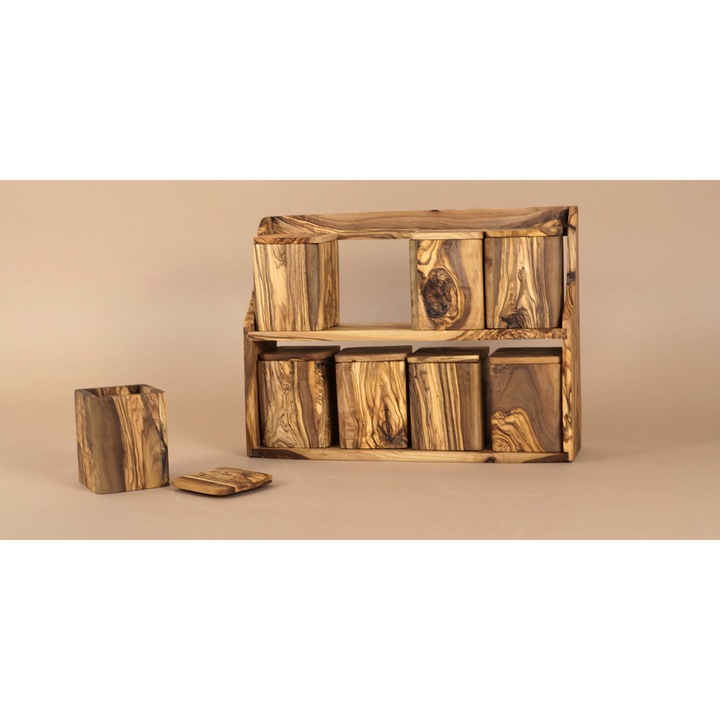 Set recipiente condimente Venetia din lemn de maslin