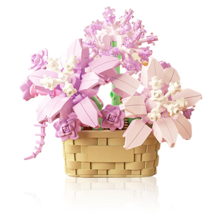 Комплект мини цветни блокчета, играчки с цветни блокчета, играчки за растения и сукуленти, саксии за строителни блокчета, ботаническа колекция, подарък за рожден ден за момичета, момчета, възрастни, деца над 6 години (лилаво 201 бр.)