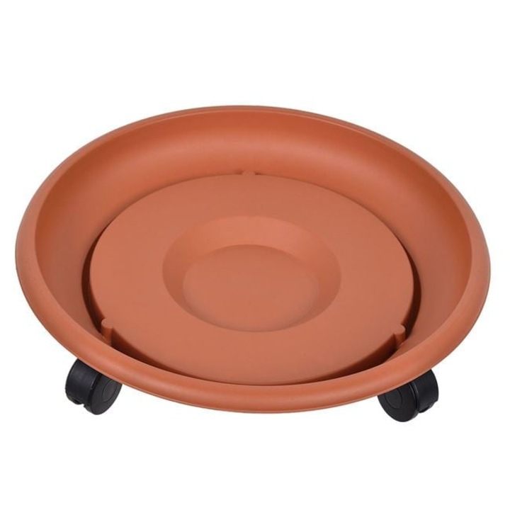 Farfurie 25.5x37cm din Plastic pentru Ghiveci cu Roti Teracota