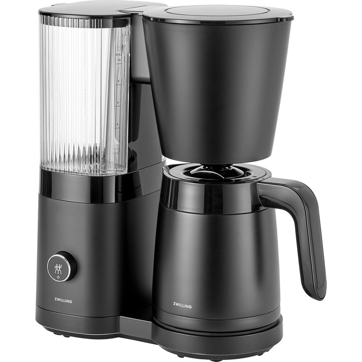 Aparat de cafea cu filtru ZWILLING ENFINIGY cu ulcior termic de 1,25l, aparat de cafea cu boiler, inflorire, functie detartrare, inox, plastic, negru