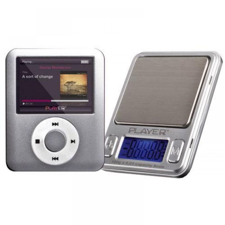 Cantar de buzunar mini, Pro Scale design MP3 iPod, 0.01-100 grame, 2 zecimale, Husa piele, Unitati de cantarire: g, oz, dwt, ozt, Display backlit