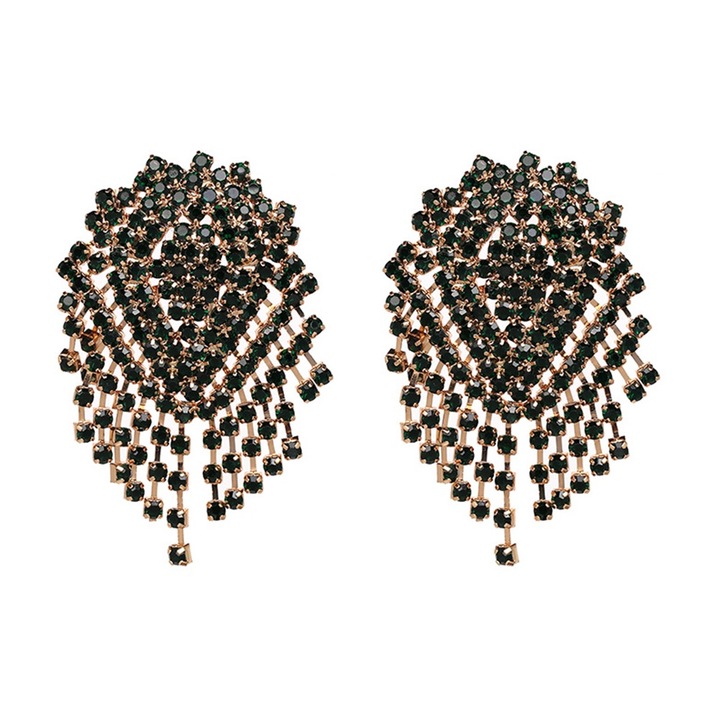 Cercei eleganți la modă, design inel pentru urechi, bijuterii damă – verde